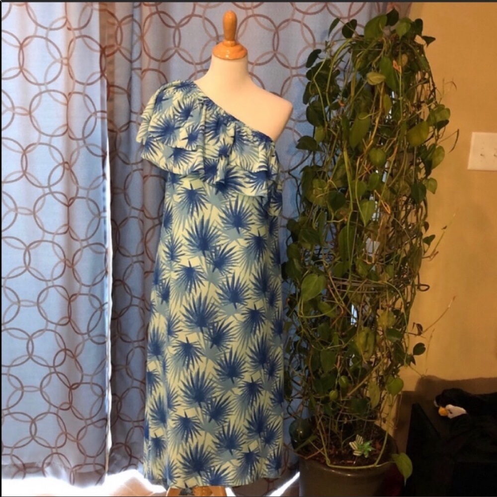 Vineyard Vines Electric Palm One Shoulder Maxi Dress Size 2 NWT